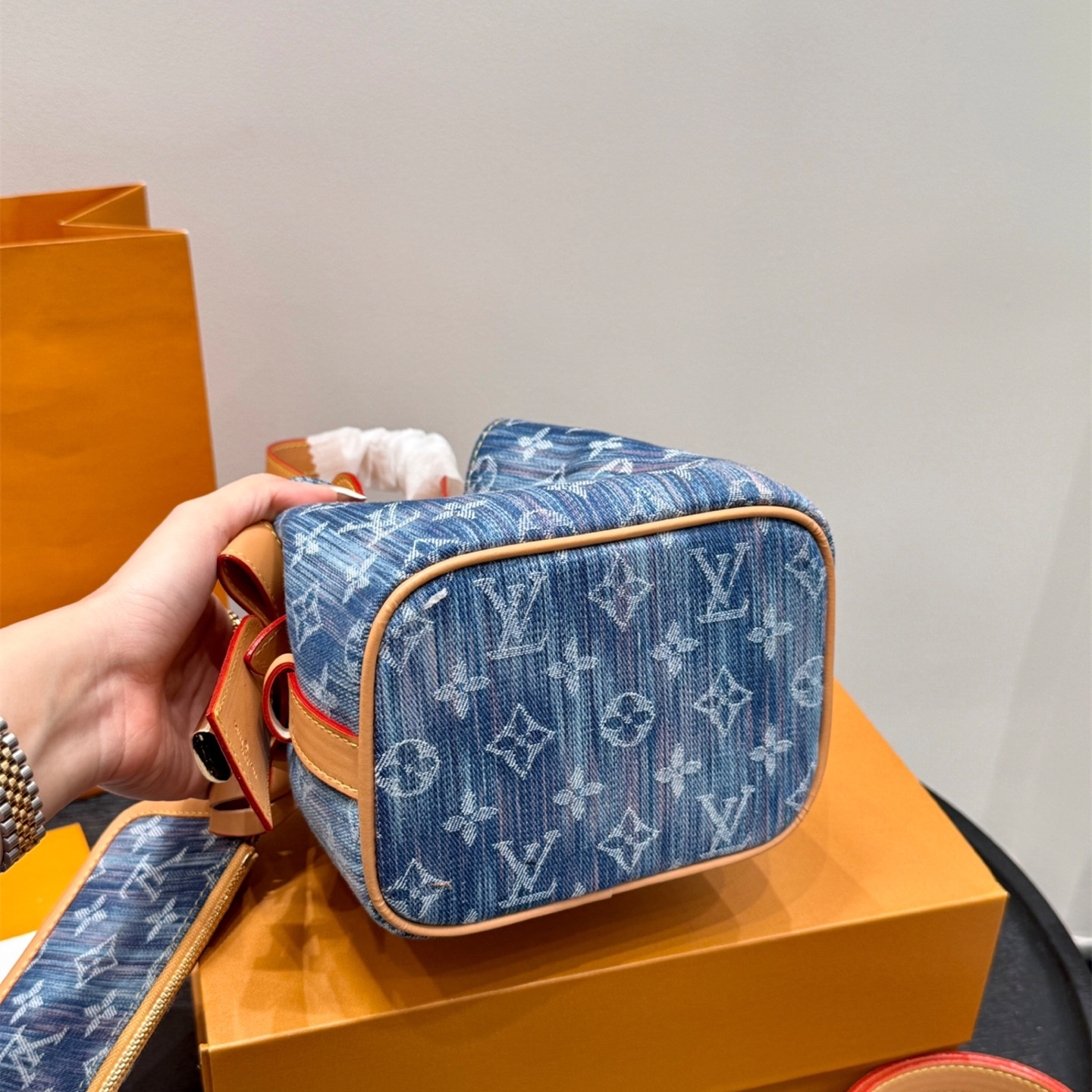 ルイ ヴィトン ( Louis Vuitton)デニム 手提げ バッグ 17x18cm