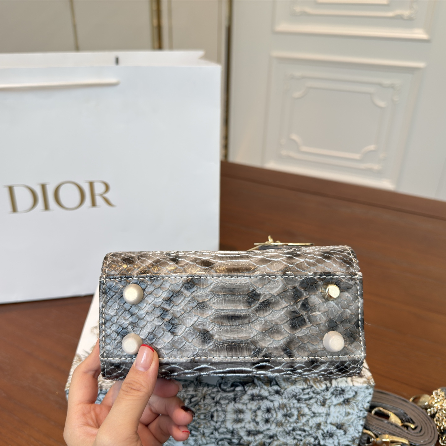 ディオール(Dior)  CD Lady  クロコ バッグ 17cm