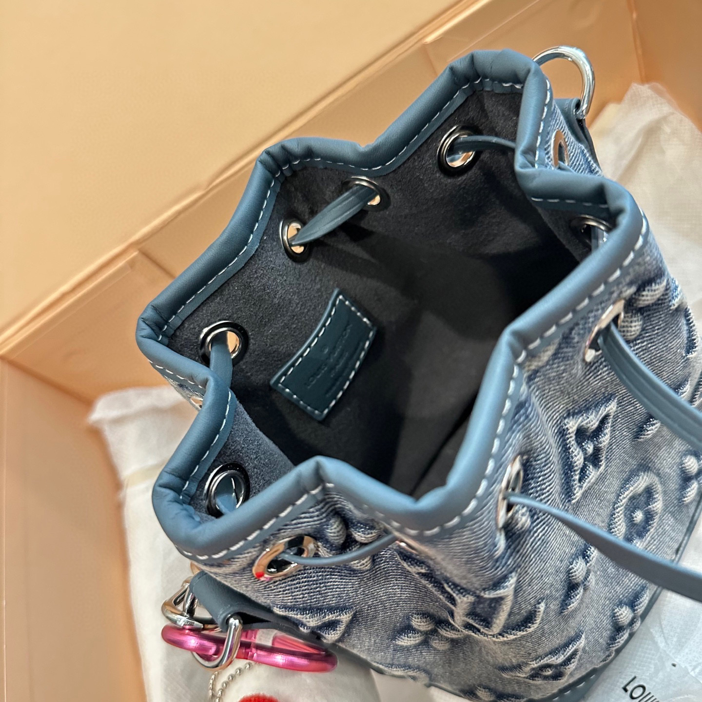 ルイ ヴィトン ( Louis Vuitton)デニム バケツ 型 バッグ 小さめ 13x16x10cm