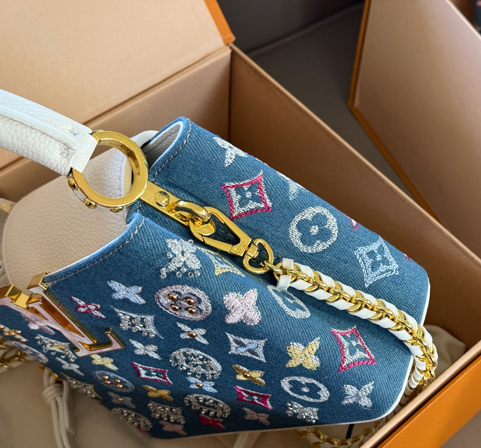 ルイ ヴィトン ( Louis Vuitton)デニム 手提げ バッグ 22cm 28cm