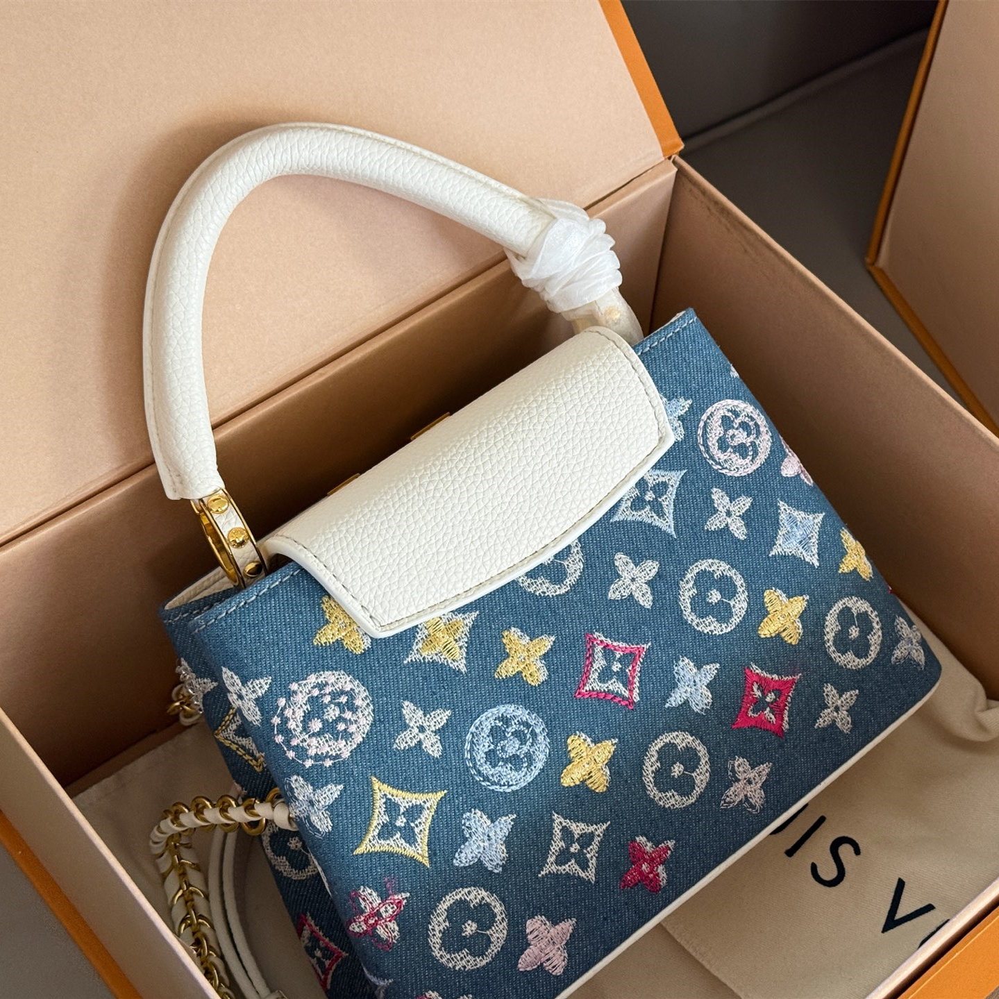 ルイ ヴィトン ( Louis Vuitton)デニム 手提げ バッグ 22cm 28cm