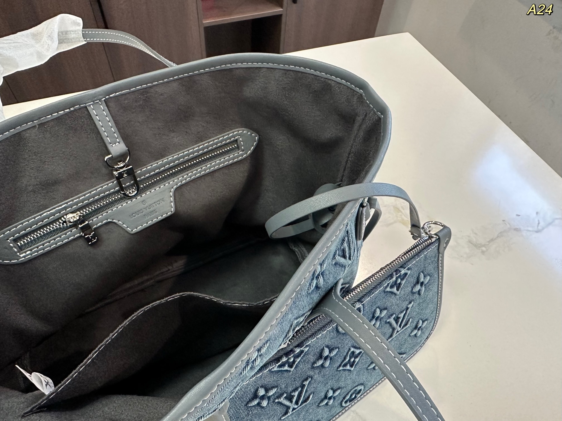 ルイ ヴィトン ( Louis Vuitton)デニム 手提げ バッグ 29x14cm