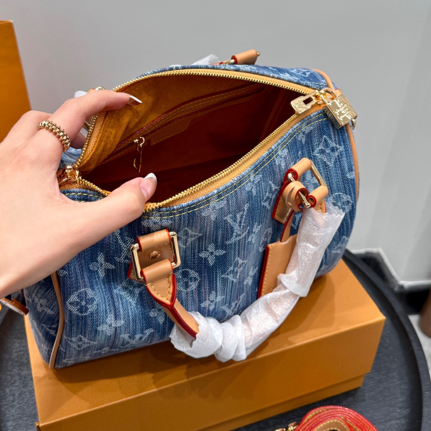 ルイ ヴィトン ( Louis Vuitton)デニム 手提げ バッグ 25x19cm