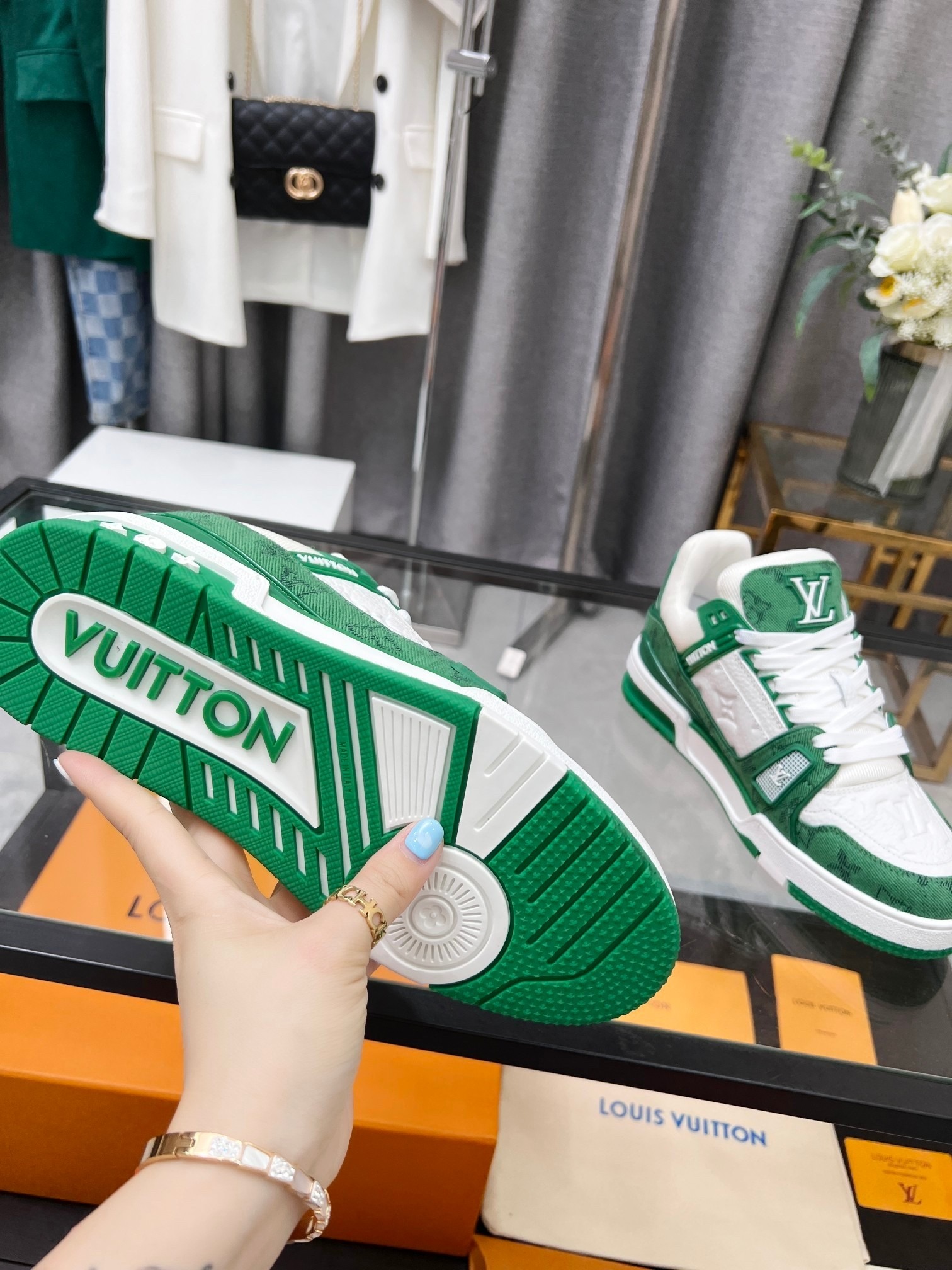 2026SS LV Trainer スニーカー  グリーン ユニセックス 