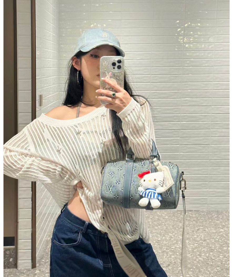 ルイ ヴィトン ( Louis Vuitton)デニム 手提げ バッグ 25cm