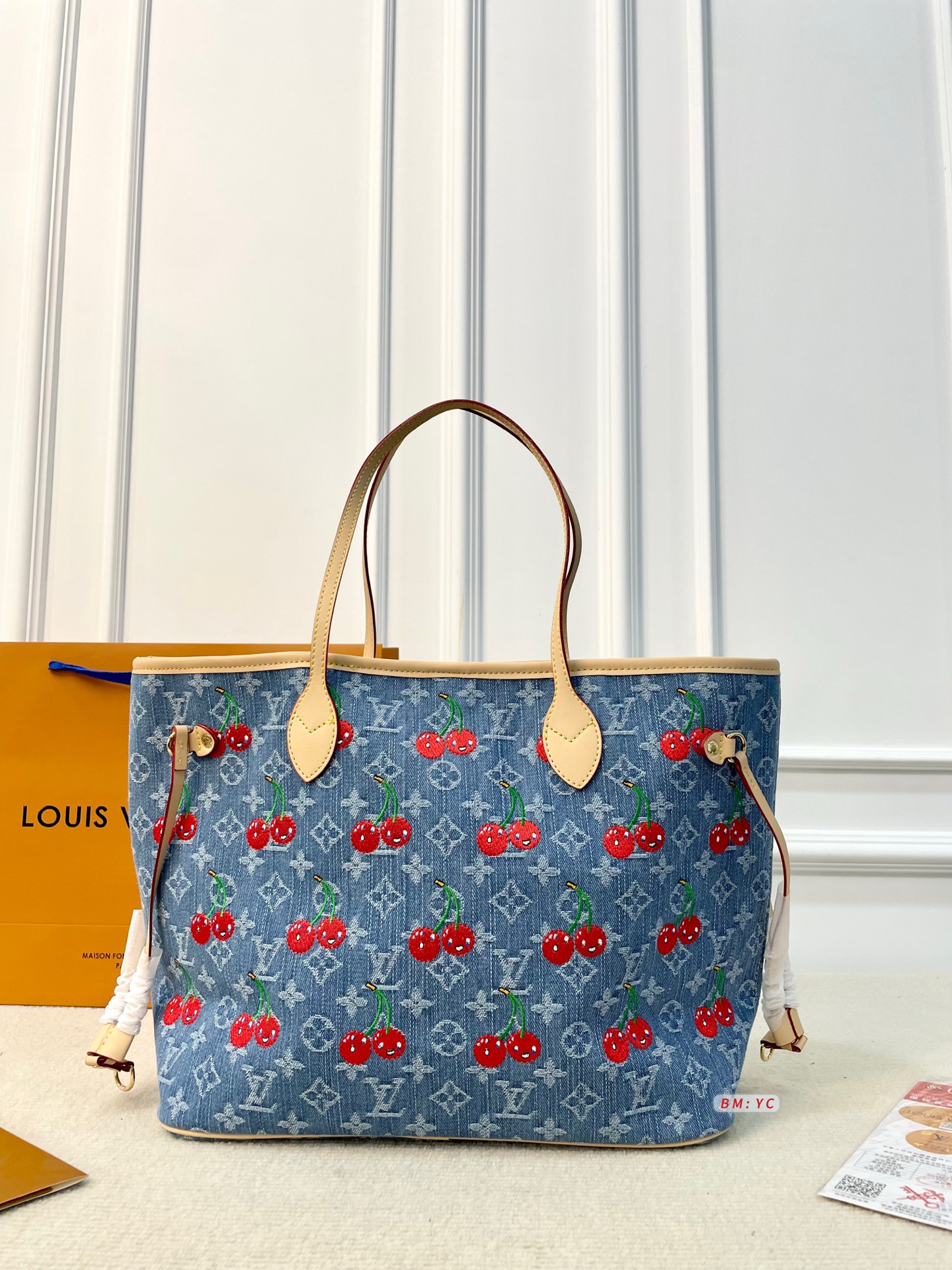 ルイ ヴィトン ( Louis Vuitton)デニム 村上 隆 手提げ バッグ 34.5X16X28cm