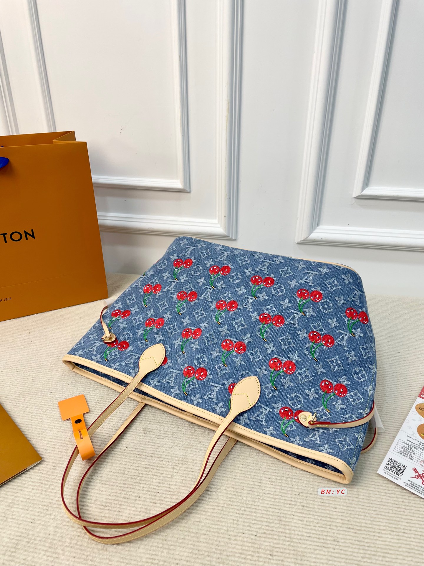 ルイ ヴィトン ( Louis Vuitton)デニム 村上 隆 手提げ バッグ 34.5X16X28cm
