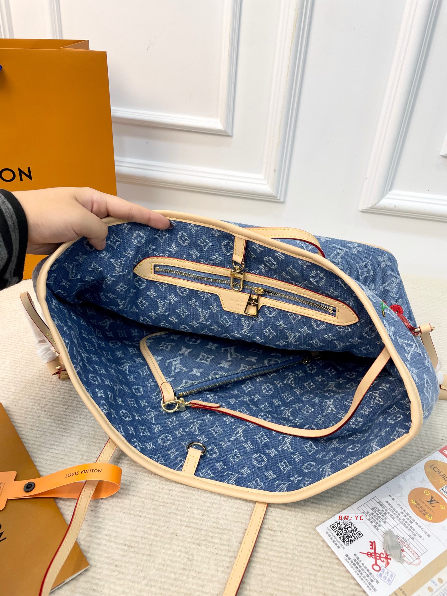 ルイ ヴィトン ( Louis Vuitton)デニム 村上 隆 手提げ バッグ 34.5X16X28cm
