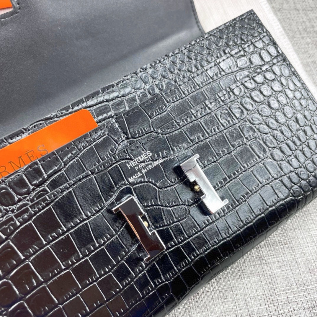 【HERMES】エルメス コンスタンス クロコ 財布 22x11cm