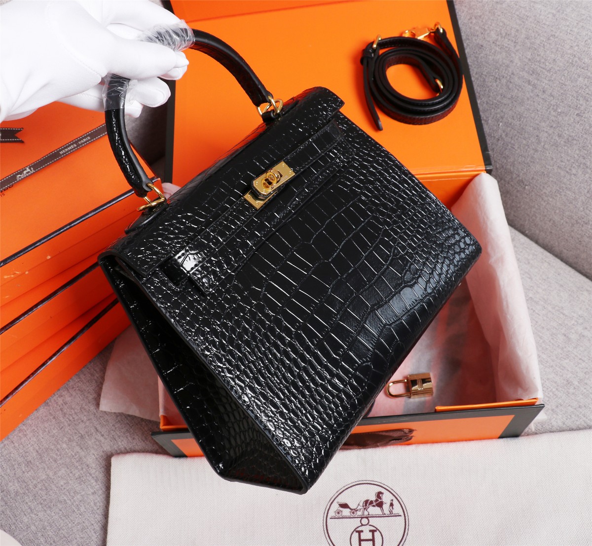 【HERMES】エルメス ケリー  クロコ 25cm