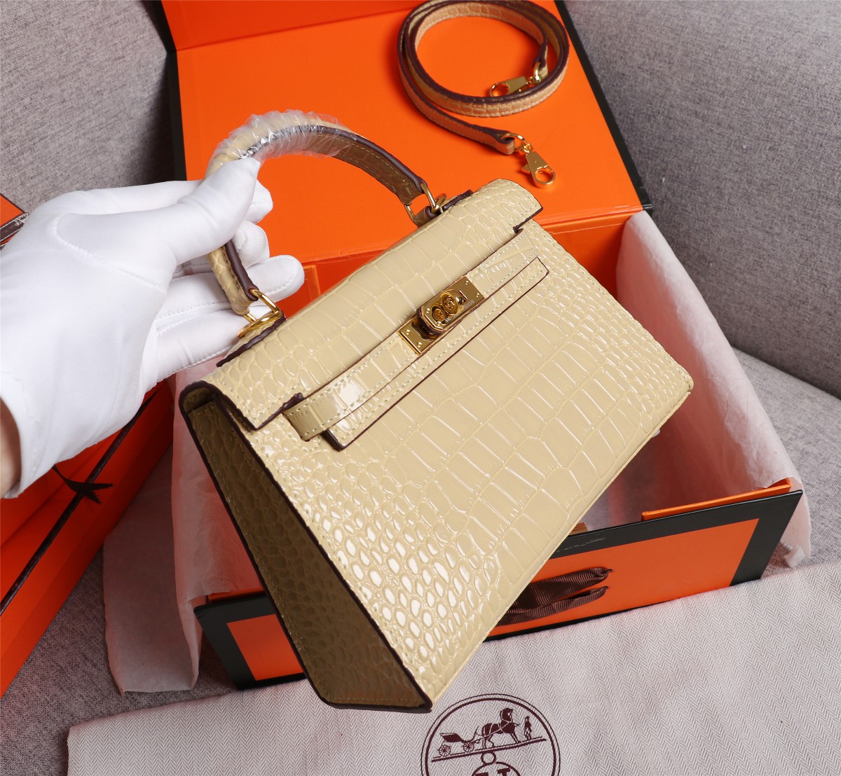 【HERMES】エルメス ケリー  クロコ 22cm