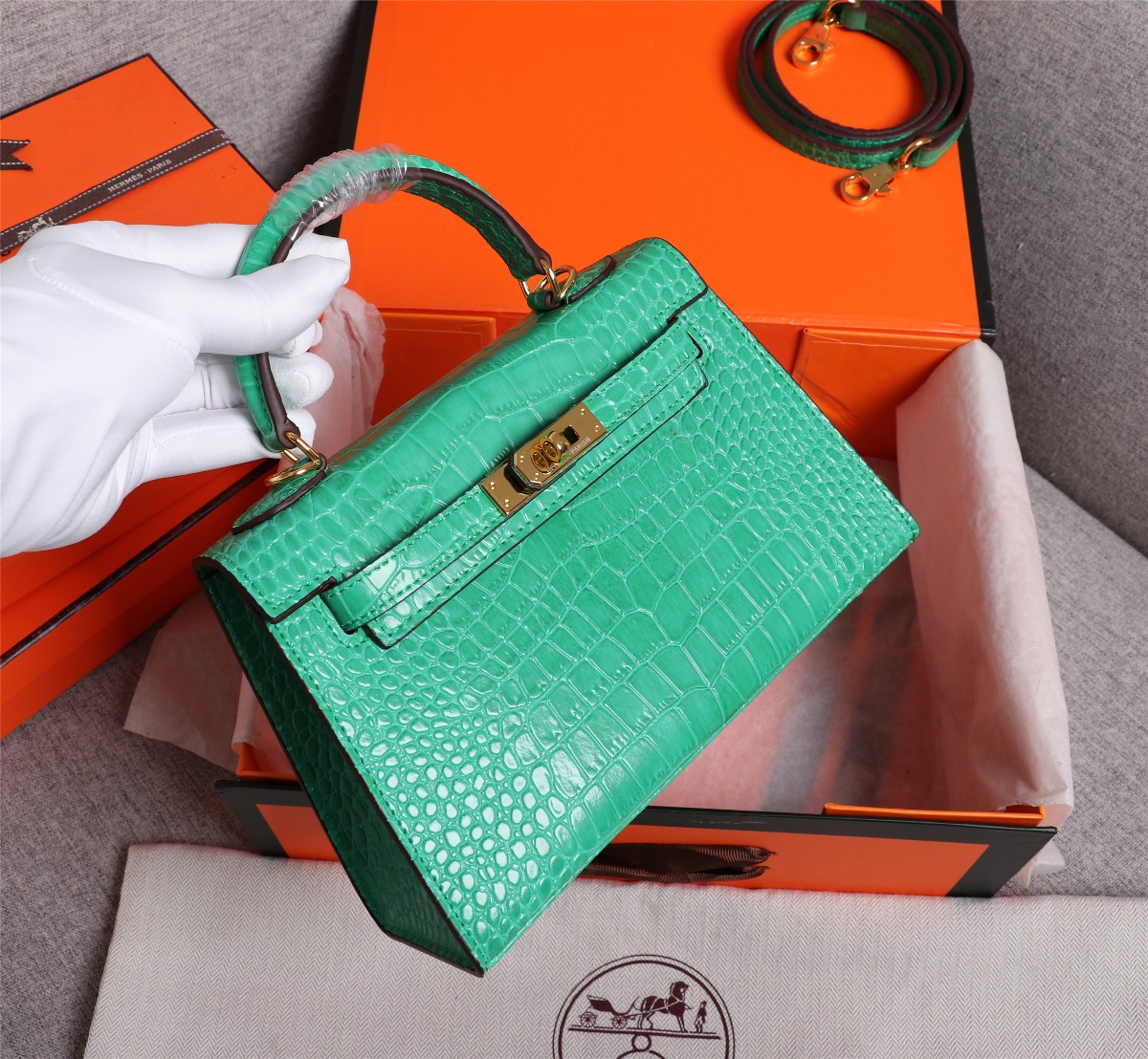 【HERMES】エルメス ケリー  クロコ 22cm