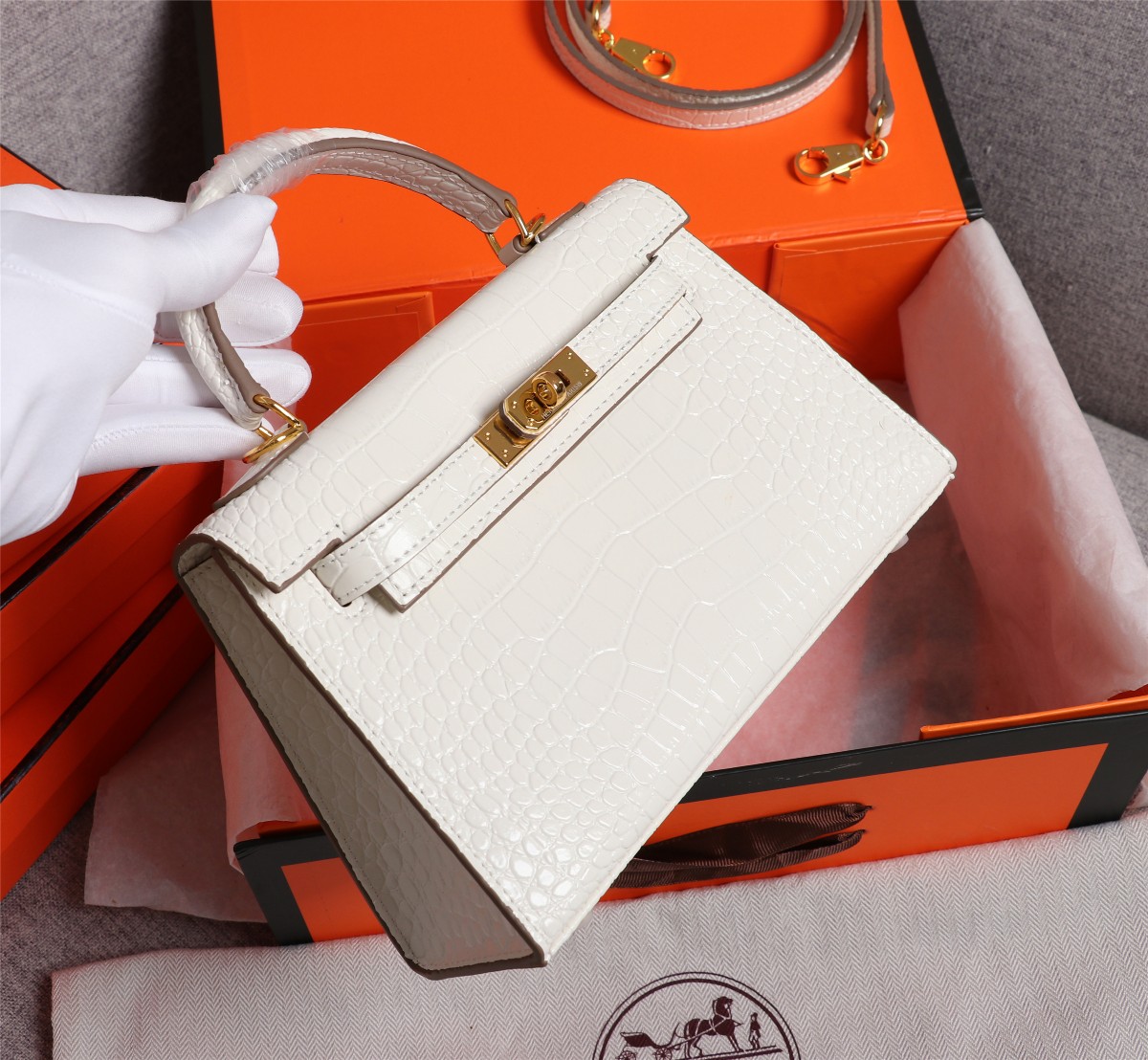 【HERMES】エルメス ケリー  クロコ 22cm