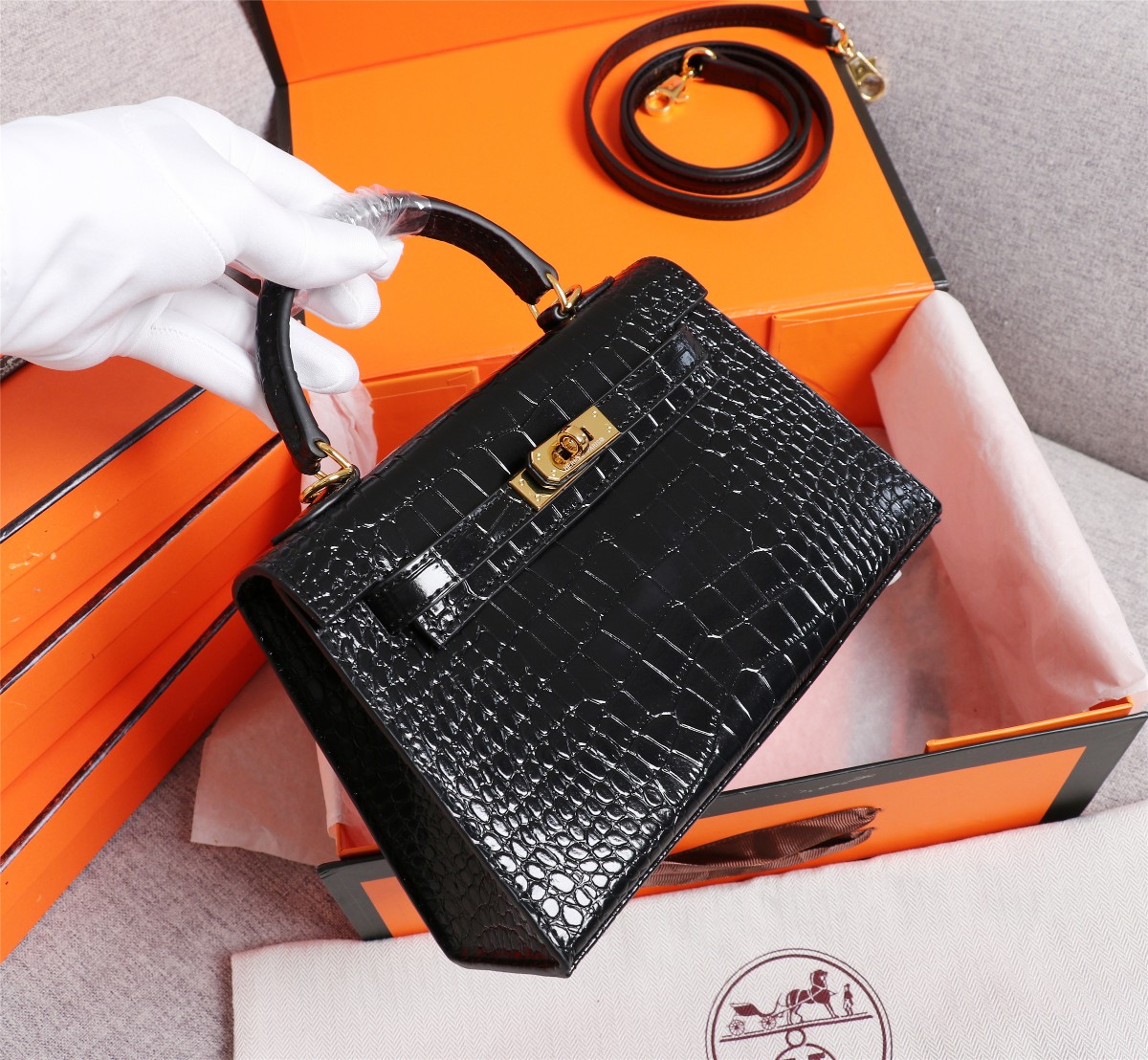 【HERMES】エルメス ケリー  クロコ 22cm