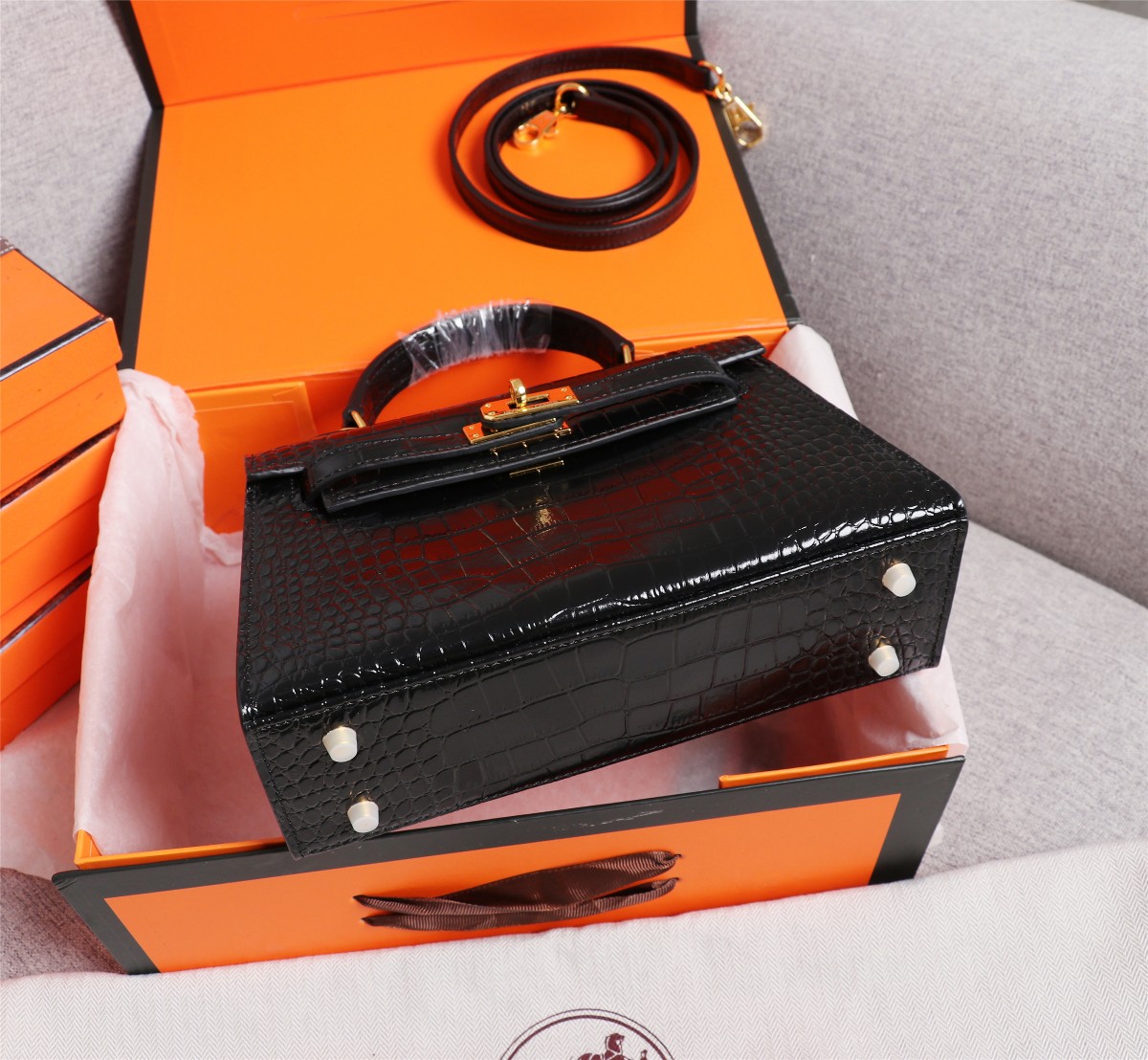 【HERMES】エルメス ケリー  クロコ 22cm