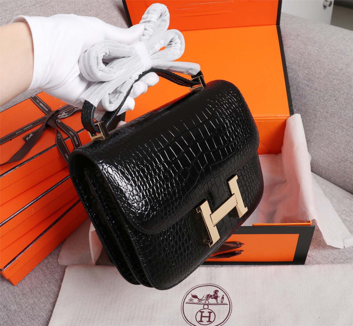 【HERMES】エルメス コンスタンス  クロコ 24cm
