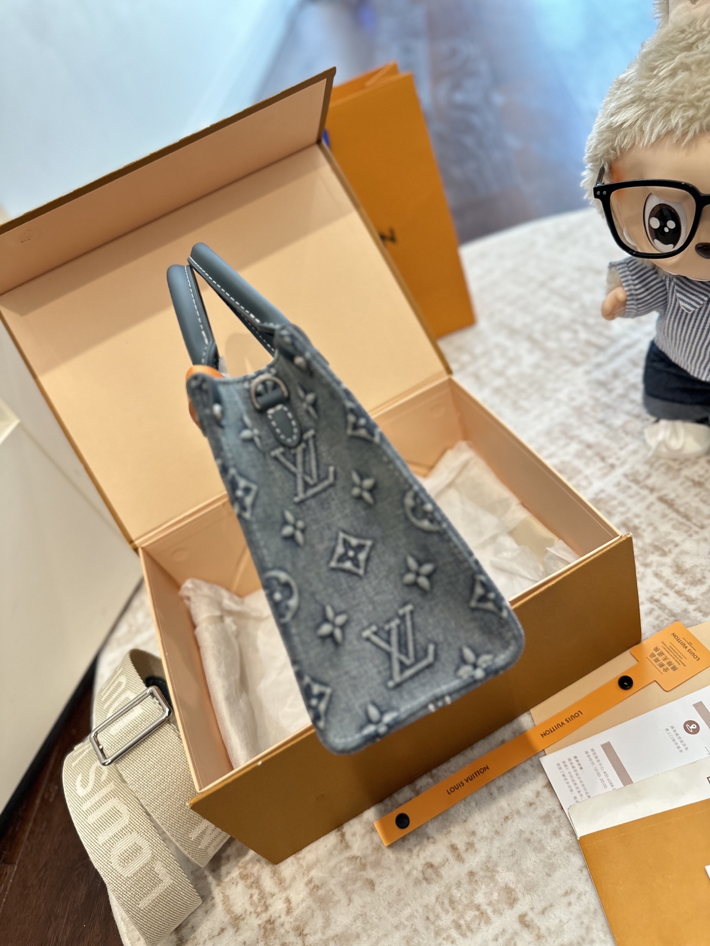 ルイ ヴィトン ( Louis Vuitton)デニム 手持ち バッグ 25cm