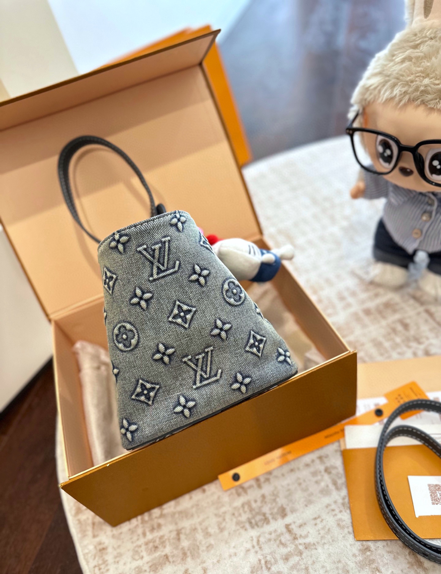ルイ ヴィトン ( Louis Vuitton)デニム 手持ち バッグ 18x12x16cm