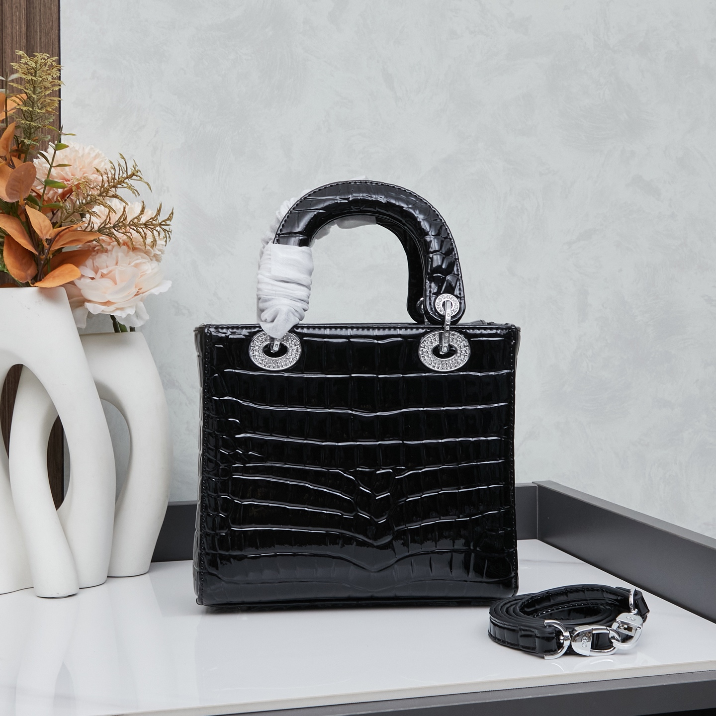 ディオール(Dior) レディース ダイアナ妃のバッグ クロコ 20x18x9cm