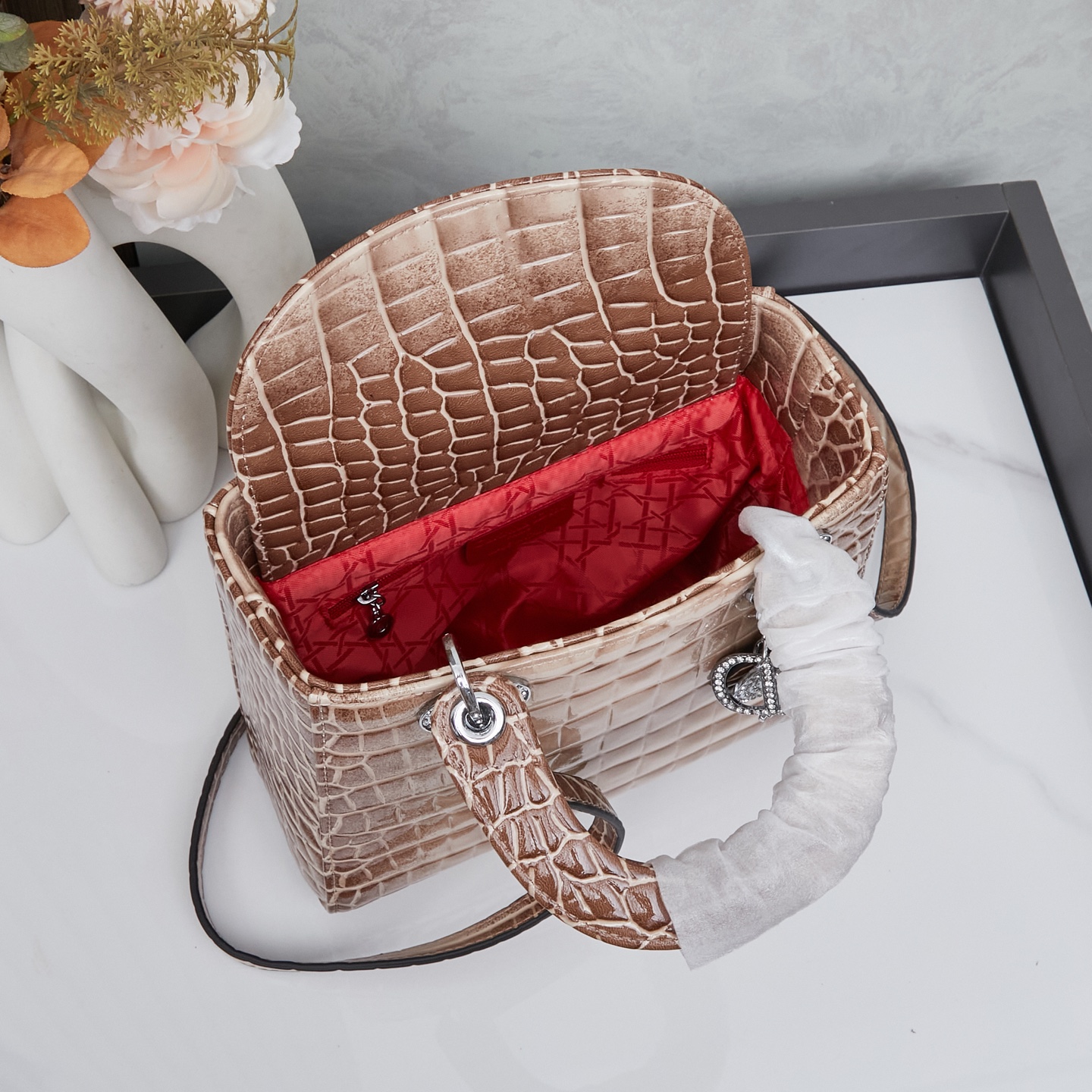 ディオール(Dior) レディース ダイアナ妃のバッグ クロコ 20x18x9cm