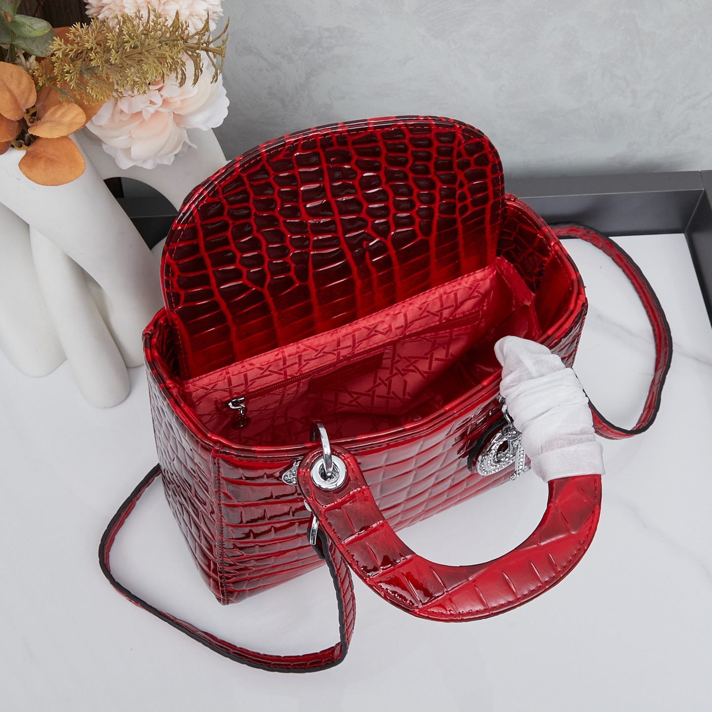 ディオール(Dior) レディース ダイアナ妃のバッグ クロコ 20x18x9cm