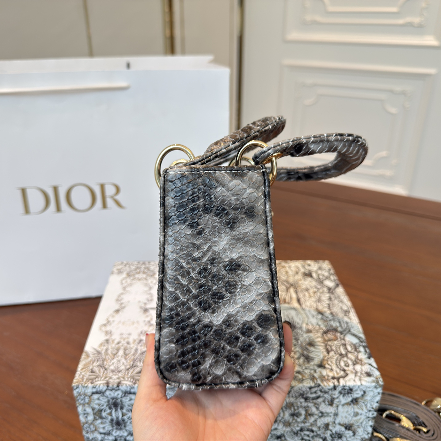 ディオール(Dior)  CD Lady  クロコ バッグ 17cm