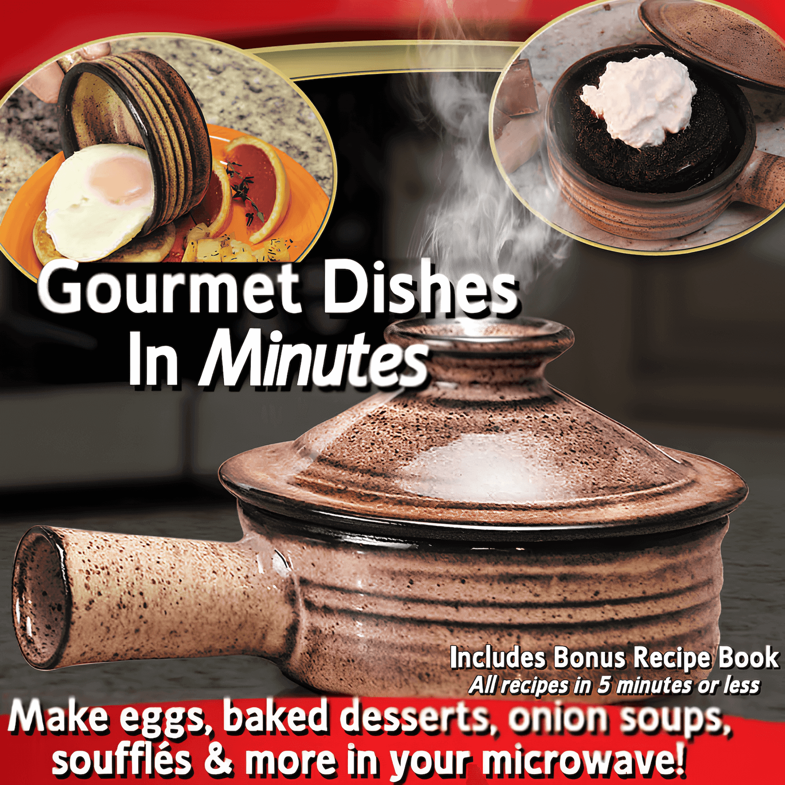 Everyday Microwave ceramic microwave cooking pot with recipe booklet