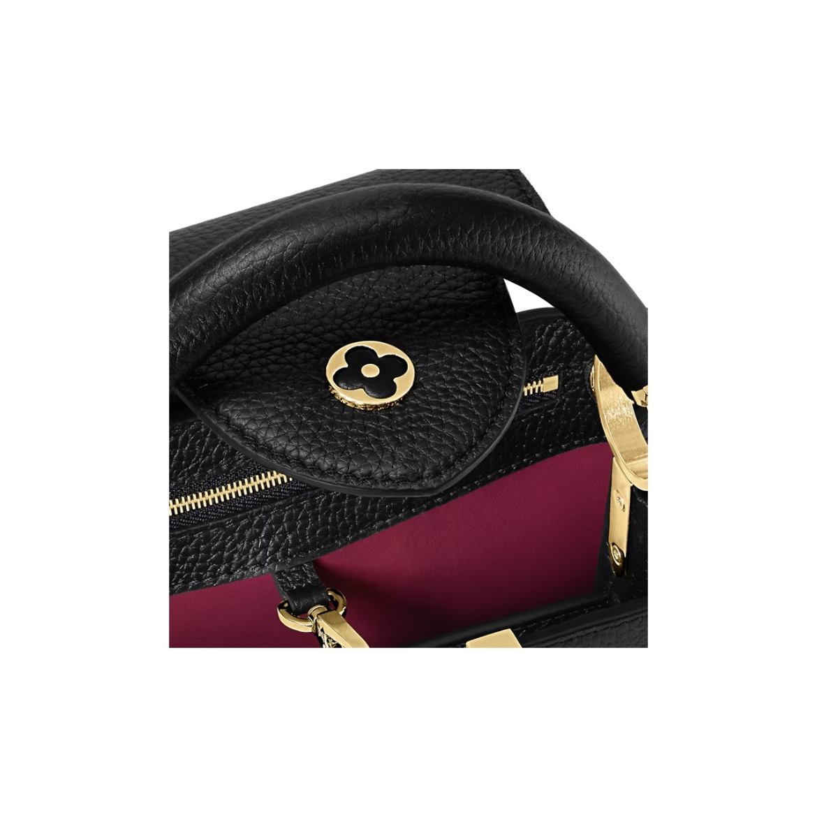 LOUIS VUITTON カプシーヌ BB M24698 可拆卸調節可能なショルダーストラップ付き タウリヨンレザー サッチェルバッグ 小サイズ レディース ブラック