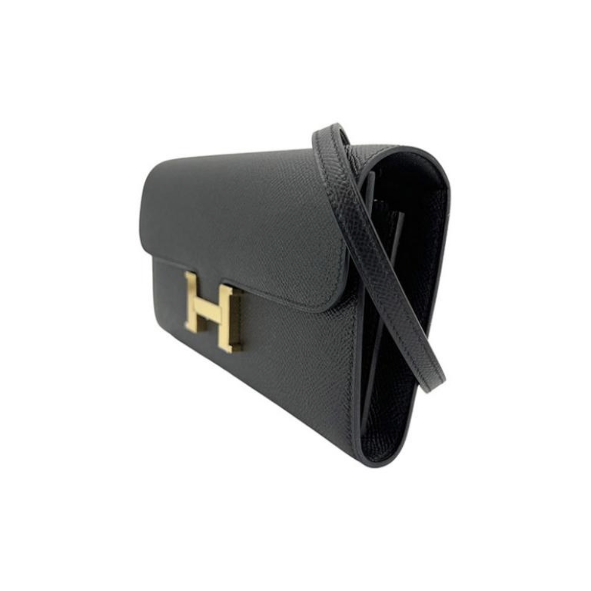 HERMES Constance Long To Go シルバーバックル エプソムレザー 財布 ハンドバッグ ショルダーバッグ 通常サイズ レディース Noir  （黒）