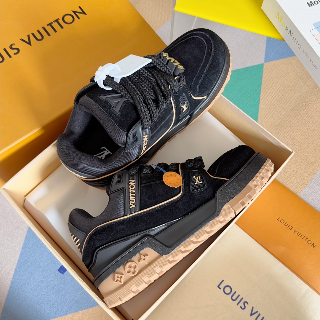 louis vuitton trainer パンプス パントゥーン シューズ 、スケートシューズ、カジュアル、カップル用スニーカー