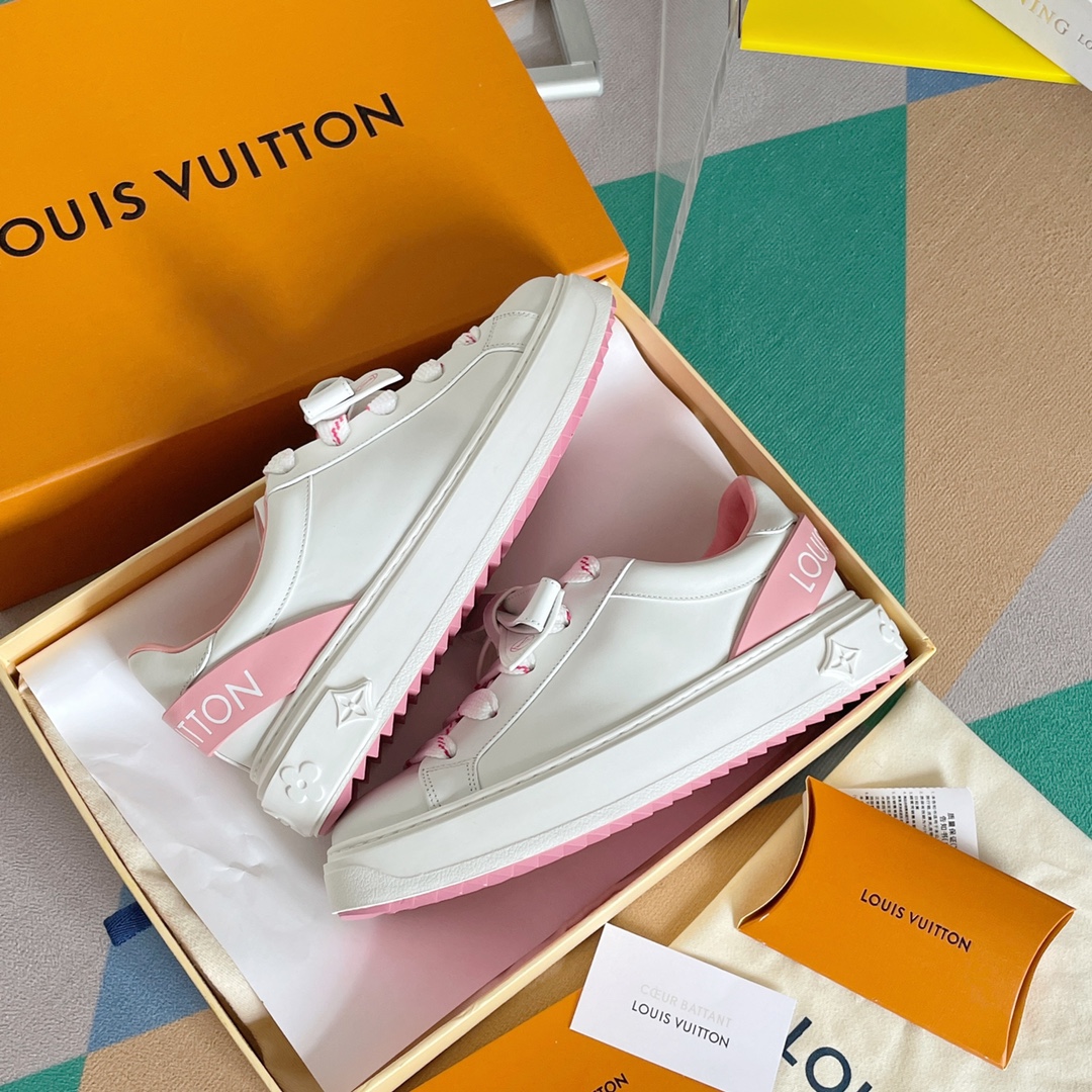 louis vuitton 2024 年の新モデルのリボン付き ホワイトスニーカー スポーツシューズ