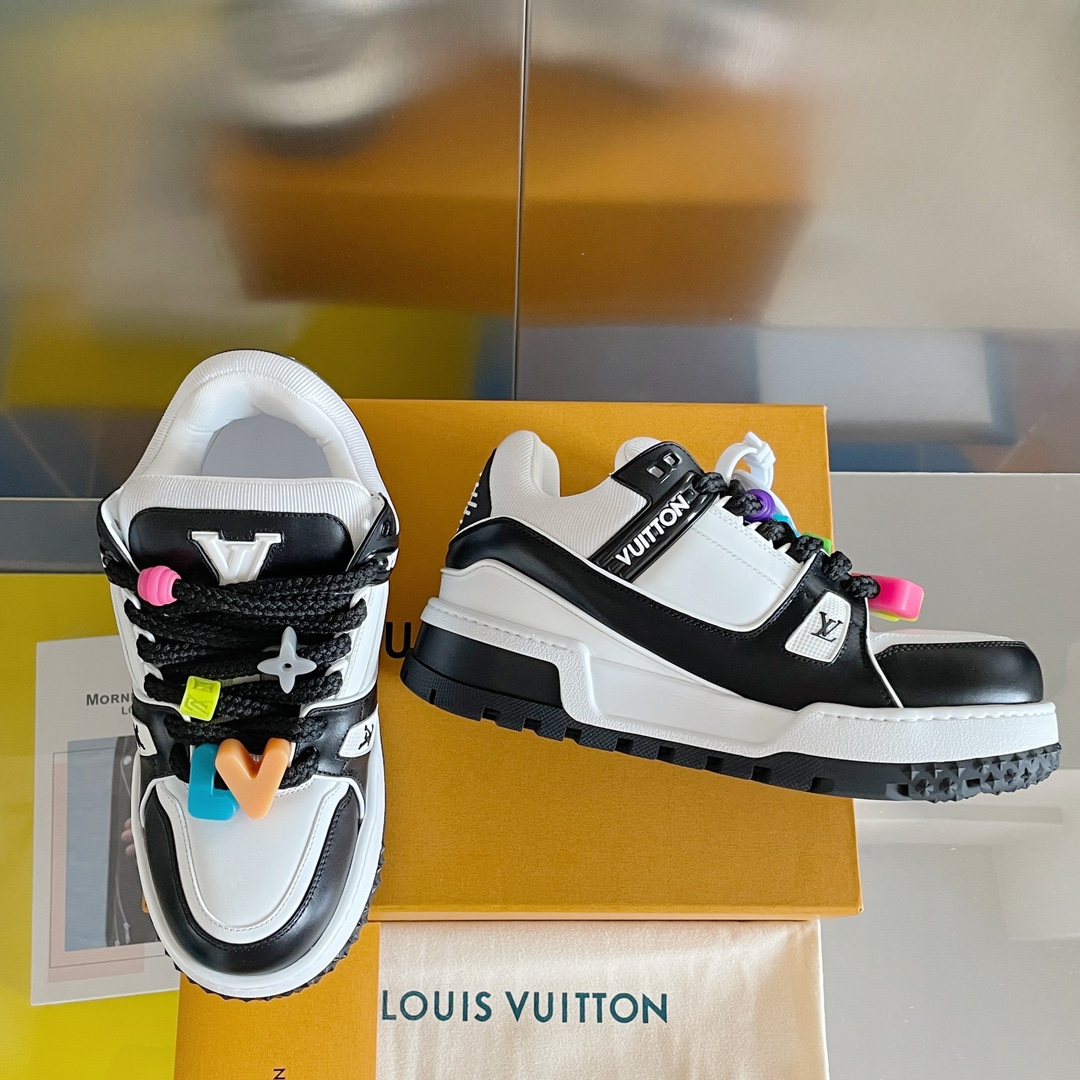 louis vuitton trainer パンプス パントゥーン シューズ 、スケートシューズ、カジュアル、カップル用スニーカー 1