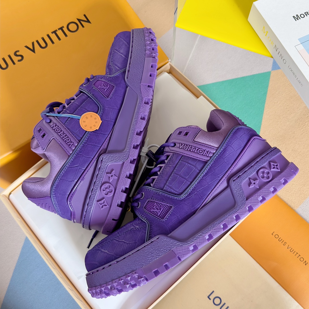 louis vuitton trainer パンプス パントゥーン シューズ 、スケートシューズ、カジュアル、カップル用スニーカー
