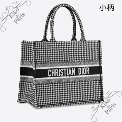 DIOR 直営店 名入れOK! BOOK TOTE ミディアム トート 千鳥格子