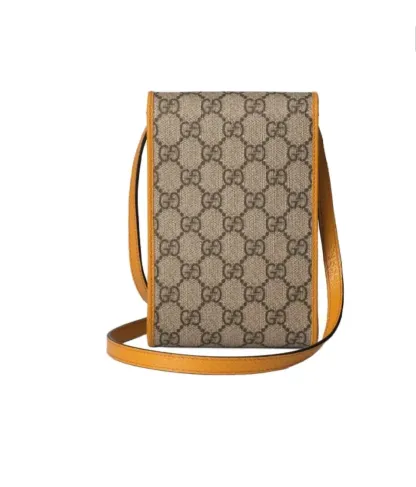 【GUCCI×KAIジョイントモデル】グッチ テディベアプリント キャンバスとレザー ワンショルダー斜め携帯バッグ/ミニ ベージュ エボニー