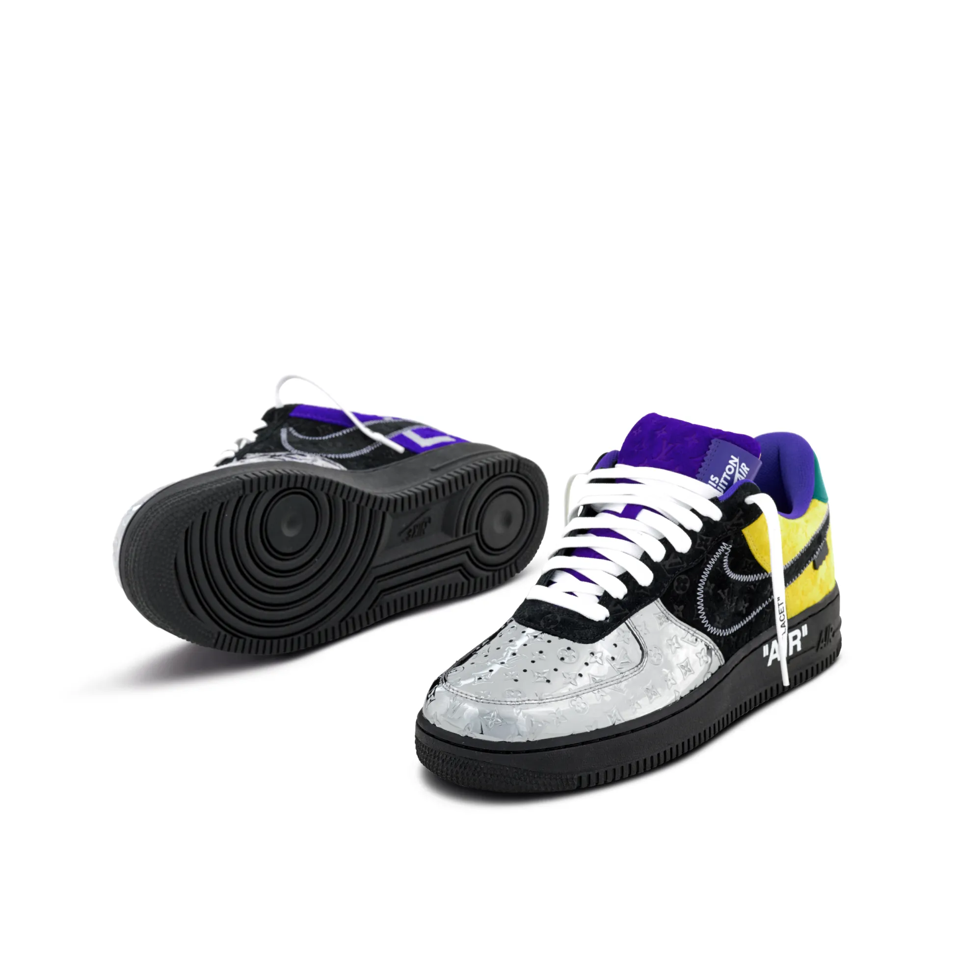 【新商品発売】【今年の新商品】louis vuitton nike air force 1 low by virgil abloh black metallic silver【代金引換】