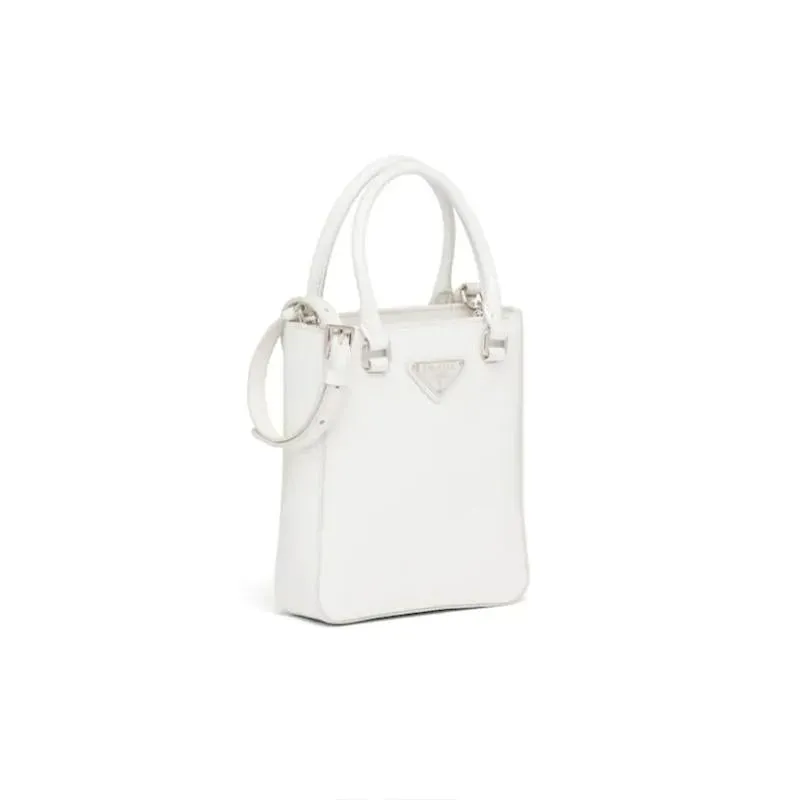 PRADA(プラダ) スモール ブラッシュドレザー トートバッグ ホワイト