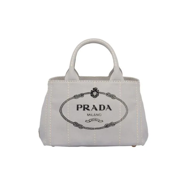 PRADA(プラダ) カナパ ファブリック ハンドバッグ グレー