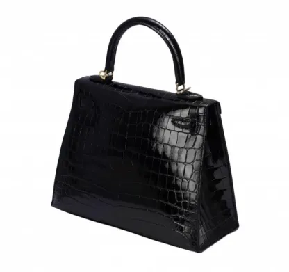 エルメス HERMES ケリー ケリー25 クロコダイルニロティカス ブラック ゴールド金具 Y刻印