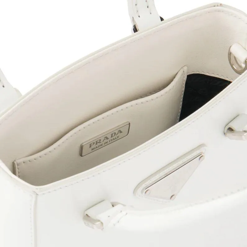 PRADA(プラダ) スモール ブラッシュドレザー トートバッグ ホワイト