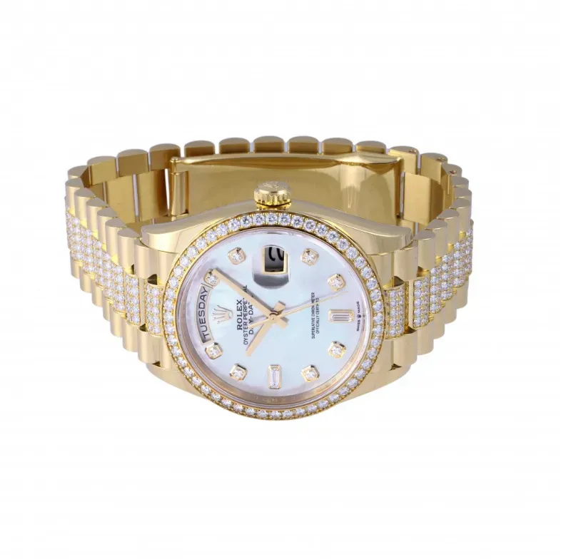 ロレックス ROLEX デイデイト 白シェル ブレダイヤ 128348RBR