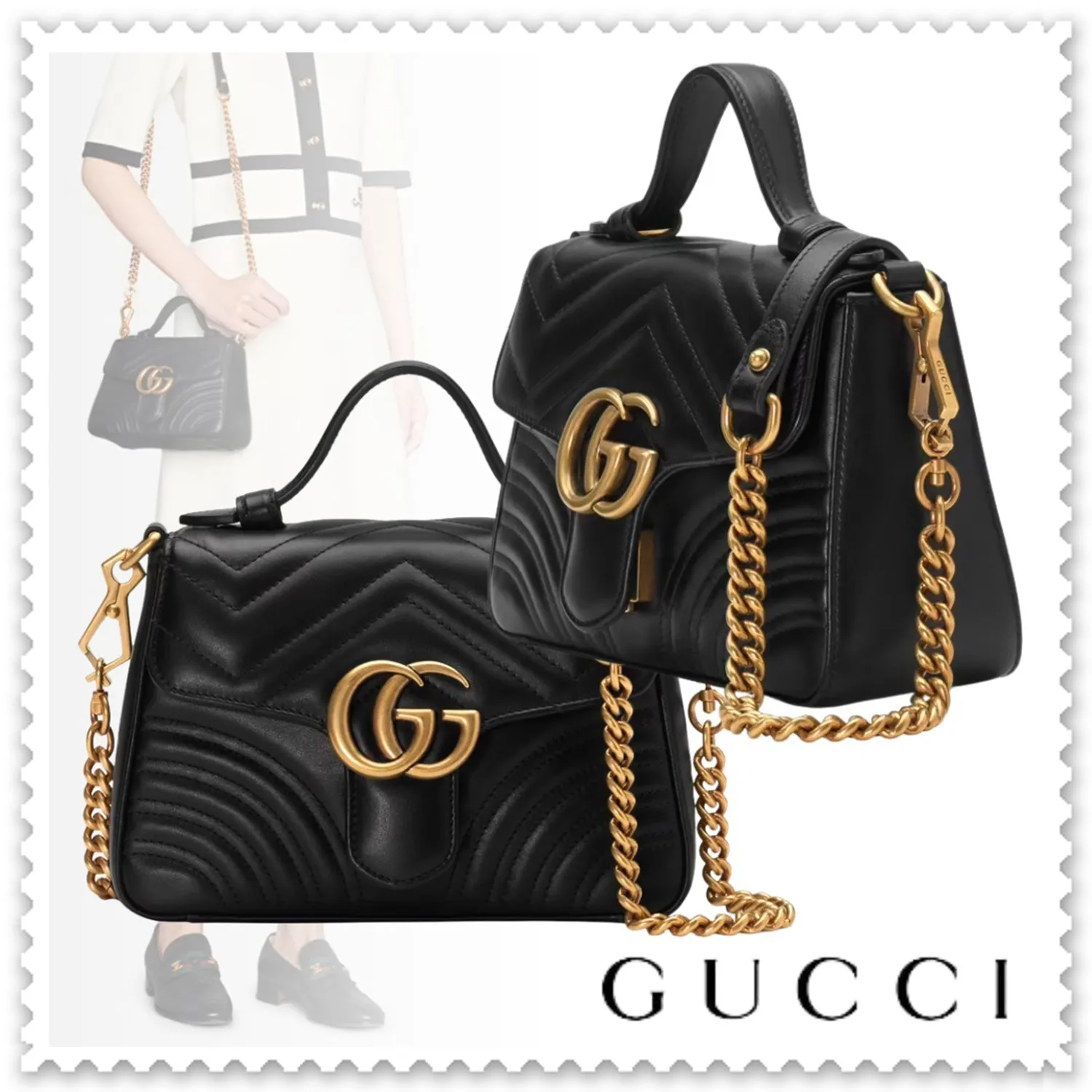 GUCCI(グッチ) 〔GGマーモント〕ミニ トップハンドルバッグ