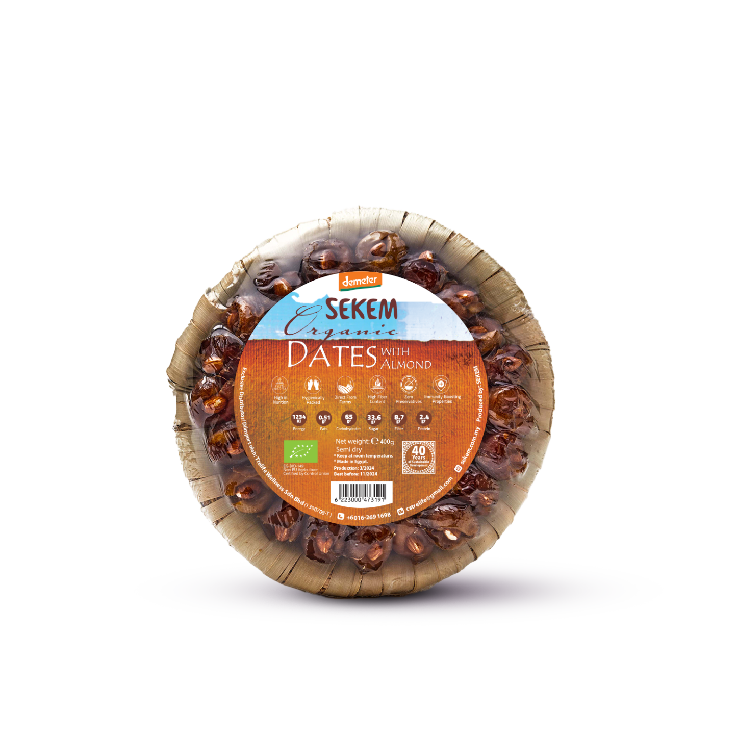 Sekem Demeter Dates with Almond 500g