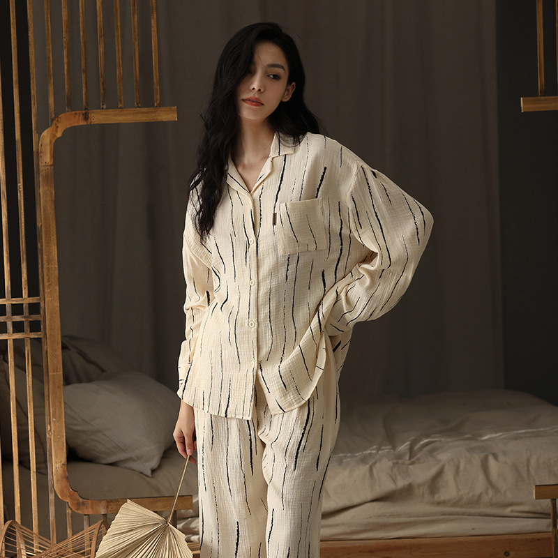Couple's double-layer gauze comfortable loose homewear set