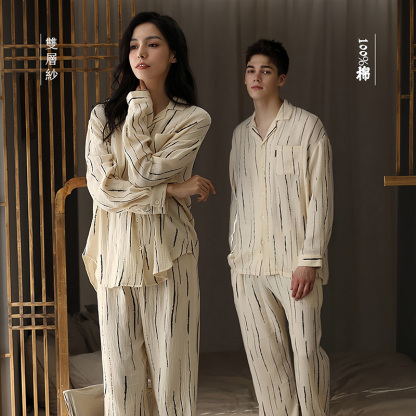 Couple's double-layer gauze comfortable loose homewear set