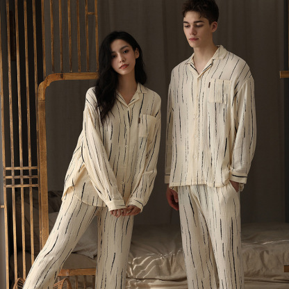 Couple's double-layer gauze comfortable loose homewear set