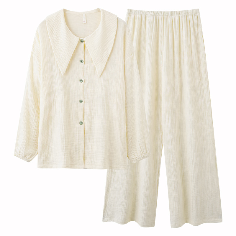 Women's double-layer gauze French-style large collar homewear set