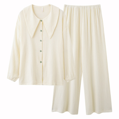 Women's double-layer gauze French-style large collar homewear set