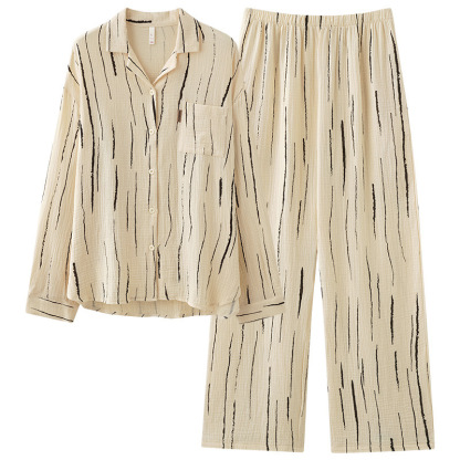 Couple's double-layer gauze comfortable loose homewear set