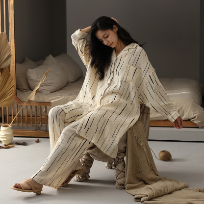 Couple's double-layer gauze comfortable loose homewear set